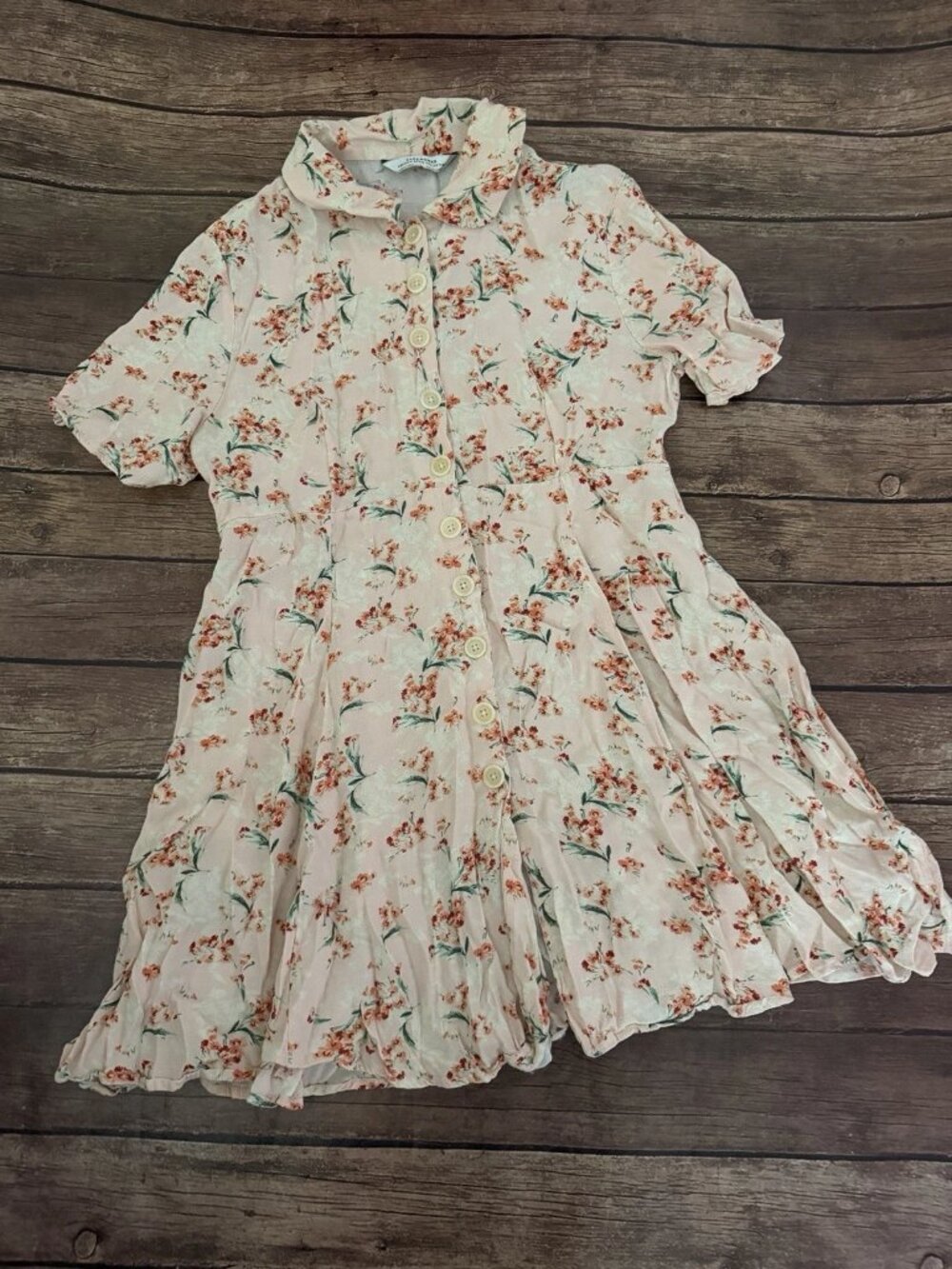 Zara Woman Peach Floral Tea Dress Medi